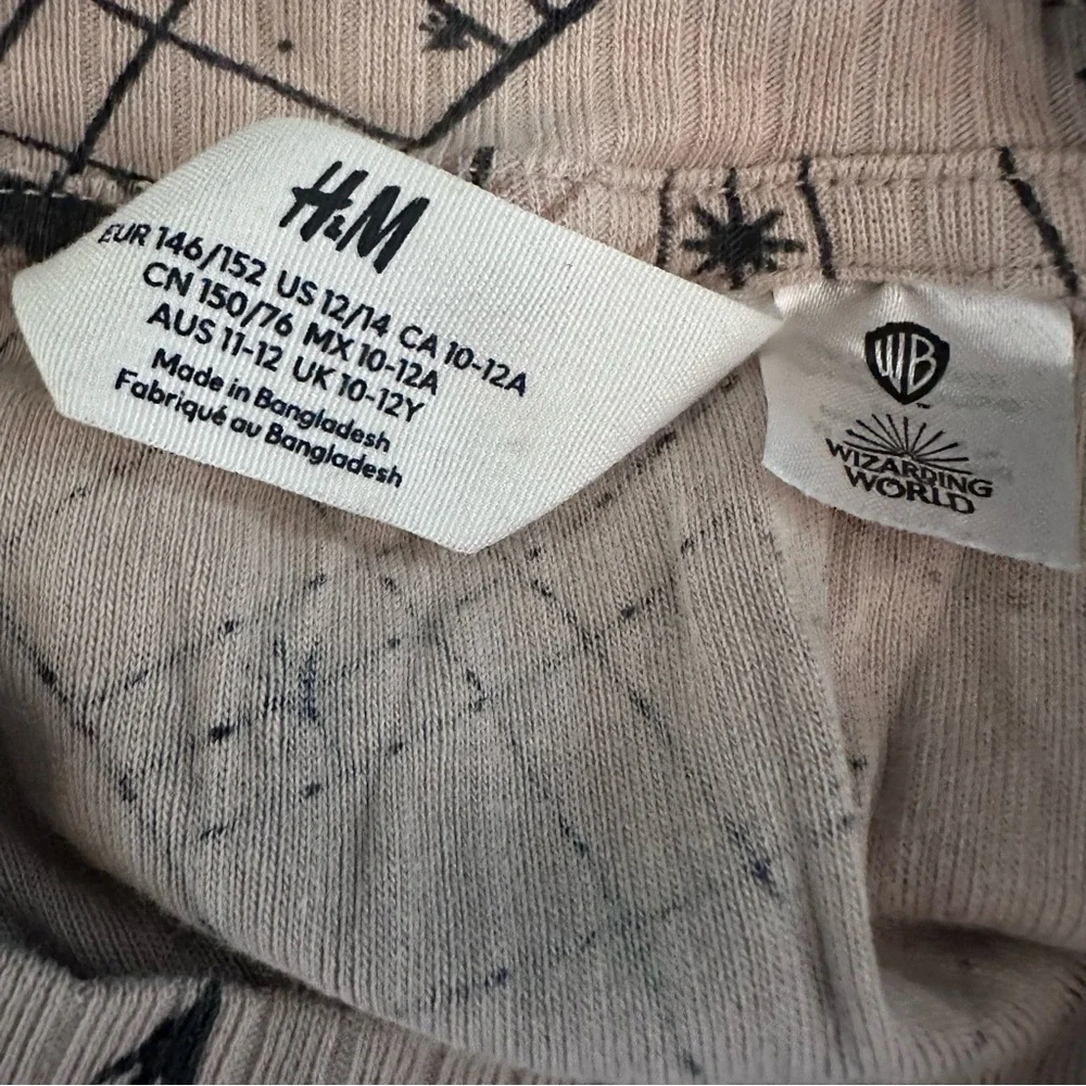 H&M Harry Potter Hogwarts Crest Long Sleeve Cropped Cotton Blend Shirt Sz 12/14
